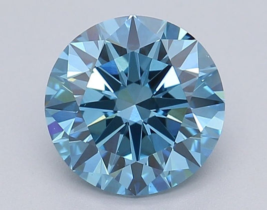 Lab-Grown Round Diamond - 1.51 Carats, Fancy Vivid Blue Color, VS1 Clarity - Certified by IGI - Report Number: LG611390180