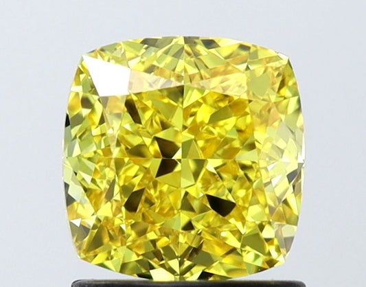 Lab-Grown Cushion Diamond - 1.52 Carats, Fancy Vivid Yellow Color, VVS1 Clarity - Certified by IGI - Report Number: LG646473196