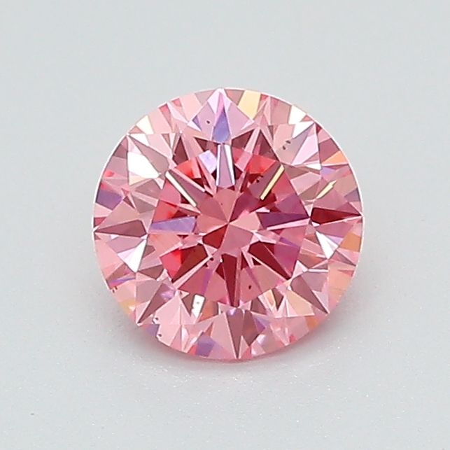 Lab-Grown Round Diamond - 0.65 Carats, Fancy Vivid Pink Color, VS2 Clarity - Certified by IGI - Report Number: LG660408894