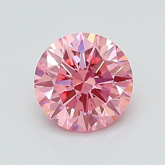 Lab-Grown Round Diamond - 0.65 Carats, Fancy Vivid Pink Color, VS2 Clarity - Certified by IGI - Report Number: LG660408894