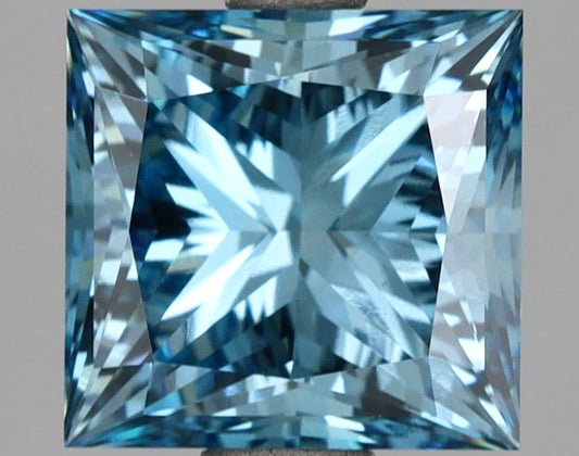 Lab-Grown Princess Diamond - 3.53 Carats, Fancy Vivid Blue Color, VS1 Clarity - Certified by IGI - Report Number: LG685535354