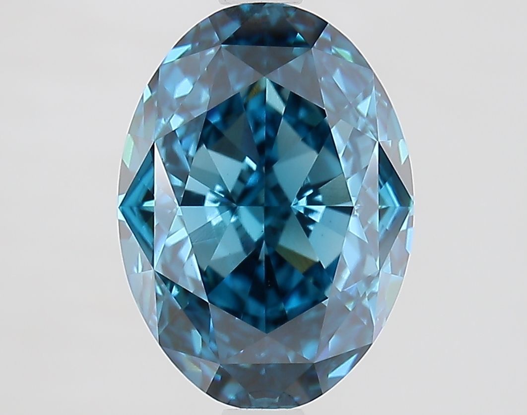 Lab-Grown Oval Diamond - 3.06 Carats, Fancy Vivid Blue Color, VVS2 Clarity - Certified by IGI - Report Number: LG675597709