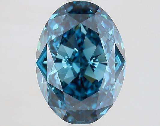 Lab-Grown Oval Diamond - 3.06 Carats, Fancy Vivid Blue Color, VVS2 Clarity - Certified by IGI - Report Number: LG675597709