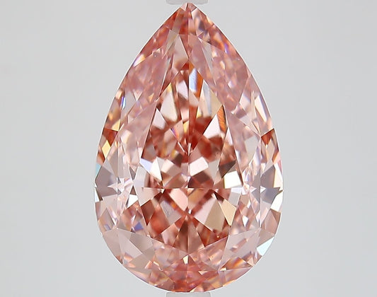 Lab-Grown Pear Diamond - 6.01 Carats, Fancy Vivid Brownish Pink Color, VS1 Clarity - Certified by IGI - Report Number: LG650494271