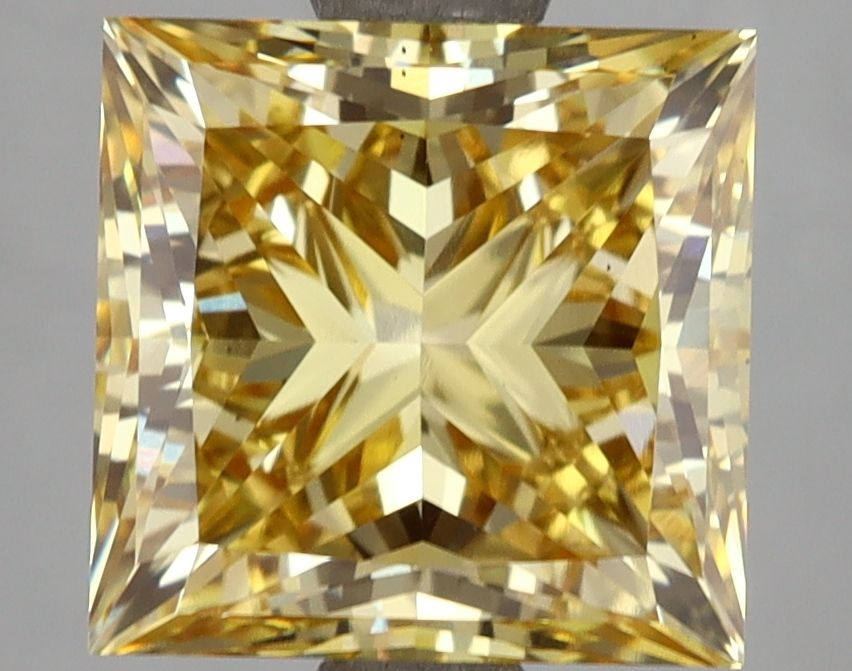 Lab-Grown Princess Diamond - 4.01 Carats, Fancy Intense Yellow Color, VS1 Clarity - Certified by IGI - Report Number: LG658492201