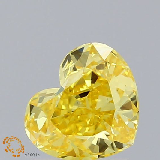 Lab-Grown Heart Diamond - 1.23 Carats, Fancy Vivid Yellow Color, VS1 Clarity - Certified by IGI - Report Number: LG615361690