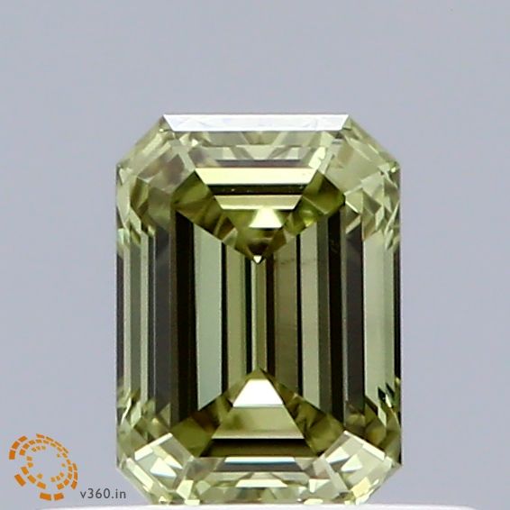 Lab-Grown Emerald Diamond - 0.48 Carats, Fancy Yellowish Green Color, VVS2 Clarity - Certified by IGI - Report Number: LG660468641