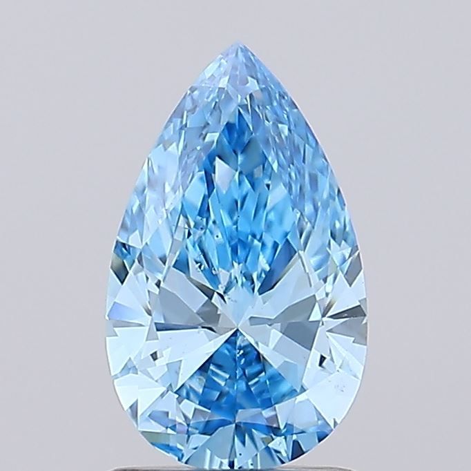 Lab-Grown Pear Diamond - 1.0 Carats, Fancy Vivid Blue Color, VS2 Clarity - Certified by IGI - Report Number: LG656484851