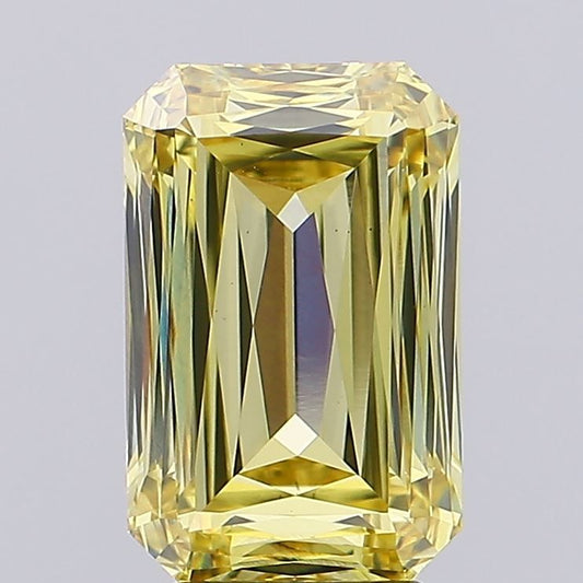 Lab-Grown Radiant Diamond - 4.62 Carats, Fancy Intense Yellow Color, VS1 Clarity - Certified by IGI - Report Number: LG662422385