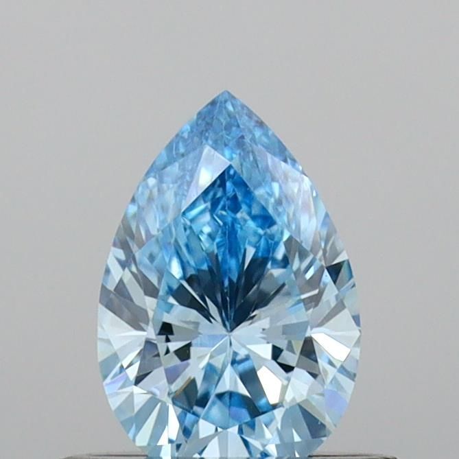 Lab-Grown Pear Diamond - 0.58 Carats, Fancy Vivid Blue Color, VS1 Clarity - Certified by IGI - Report Number: LG691534795