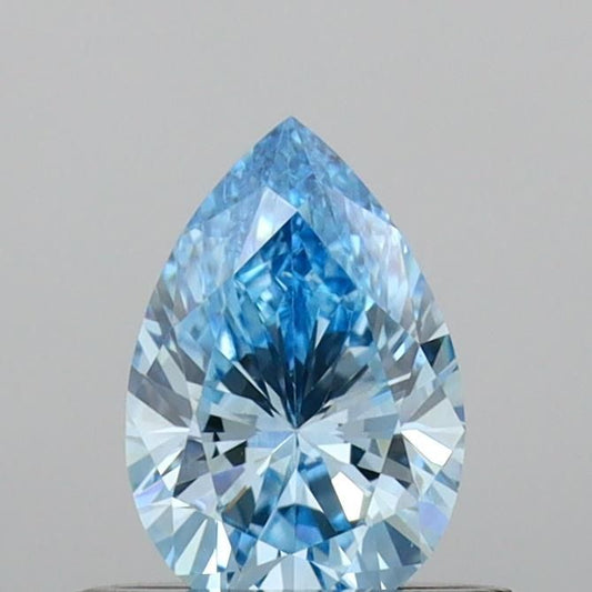 Lab-Grown Pear Diamond - 0.58 Carats, Fancy Vivid Blue Color, VS1 Clarity - Certified by IGI - Report Number: LG691534795