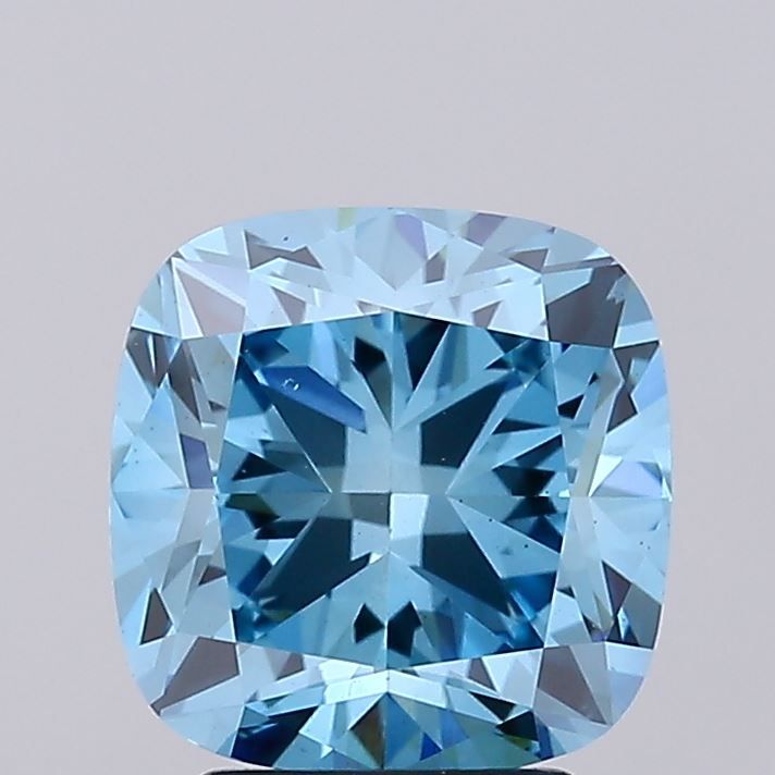 Lab-Grown Cushion Diamond - 3.52 Carats, Fancy Vivid Blue Color, VS2 Clarity - Certified by IGI - Report Number: LG680551785