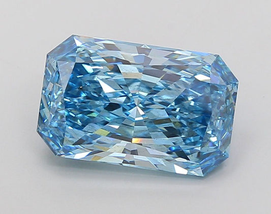 Lab-Grown Radiant Diamond - 6.52 Carats, Fancy Vivid Blue Color, VS2 Clarity - Certified by IGI - Report Number: LG687504840