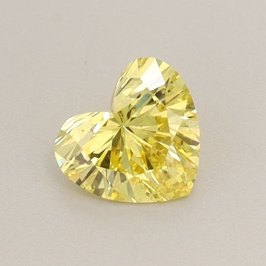 Lab-Grown Heart Diamond - 0.5 Carats, Fancy Vivid Yellow Color, VS1 Clarity - Certified by IGI - Report Number: LG625460747