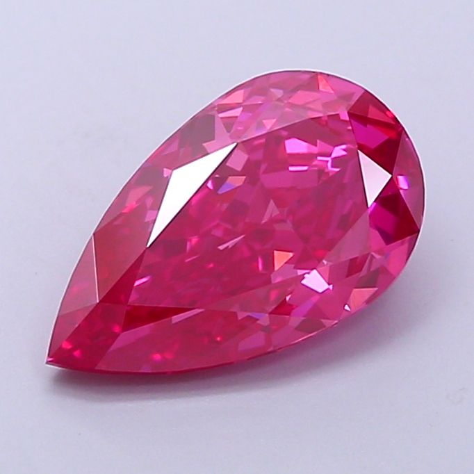 Lab-Grown Pear Diamond - 2.58 Carats, Fancy Vivid Pink Color, VS1 Clarity - Certified by IGI - Report Number: LG690513757