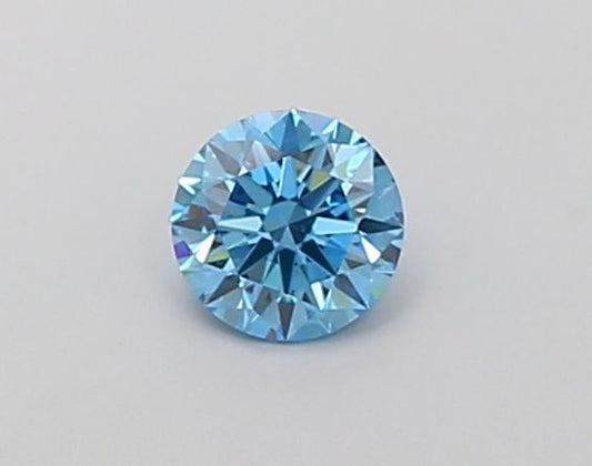 Lab-Grown Round Diamond - 0.55 Carats, Fancy Vivid Blue Color, VS1 Clarity - Certified by IGI - Report Number: LG677552075