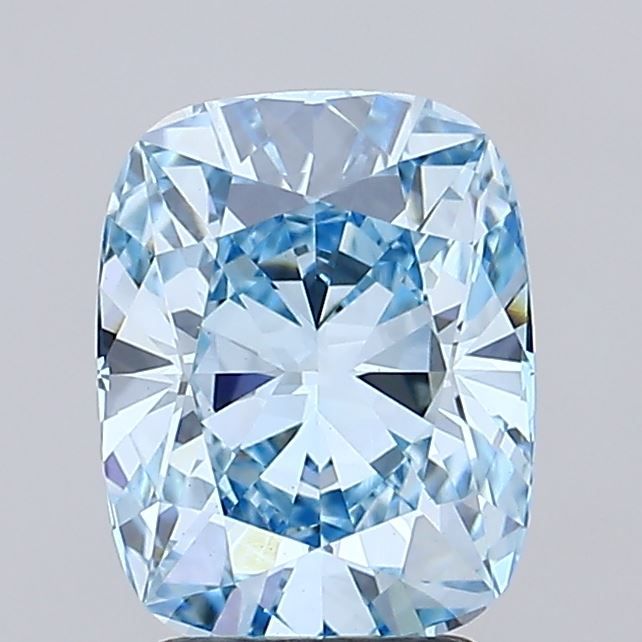 Lab-Grown Cushion Diamond - 2.59 Carats, Fancy Intense Blue Color, VVS2 Clarity - Certified by IGI - Report Number: LG665429969