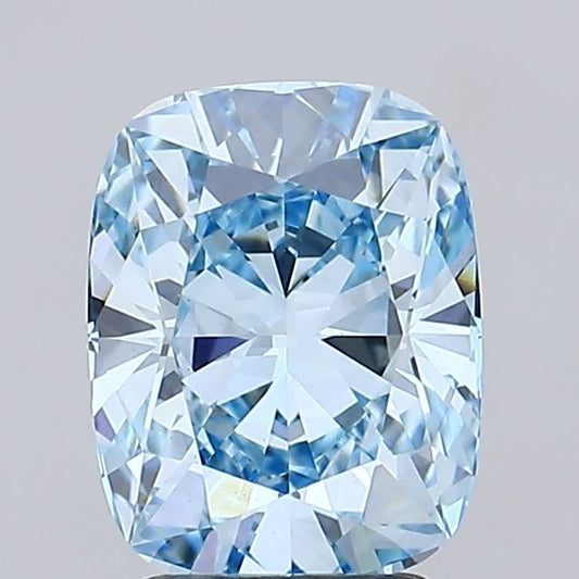 Lab-Grown Cushion Diamond - 2.59 Carats, Fancy Intense Blue Color, VVS2 Clarity - Certified by IGI - Report Number: LG665429969