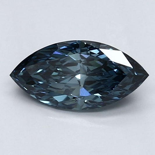 Lab-Grown Marquise Diamond - 0.99 Carats, Fancy Vivid Blue Color, VS2 Clarity - Certified by IGI - Report Number: LG586338922