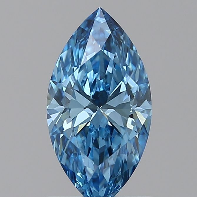 Lab-Grown Marquise Diamond - 0.81 Carats, Fancy Vivid Blue Color, VS1 Clarity - Certified by IGI - Report Number: LG585336476