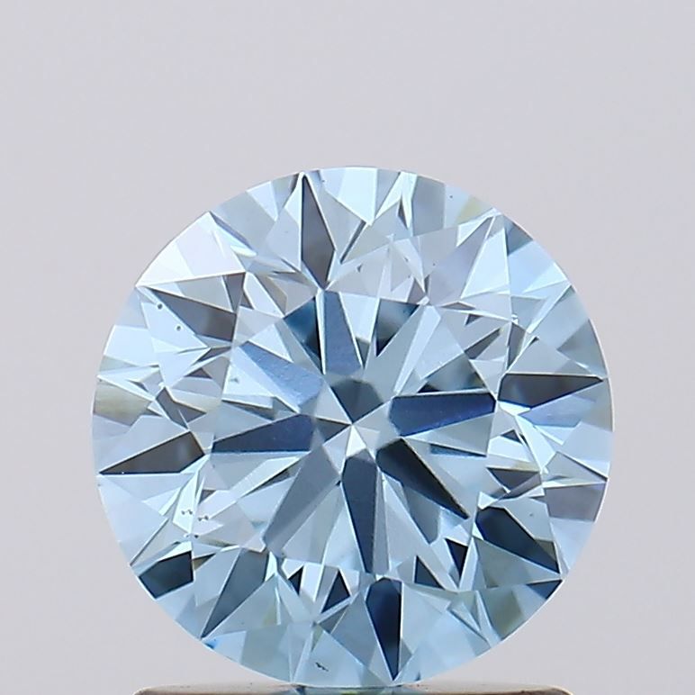 Lab-Grown Round Diamond - 1.21 Carats, Fancy Vivid Blue Color, VS1 Clarity - Certified by IGI - Report Number: LG602312621
