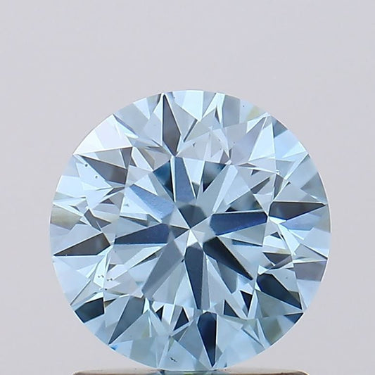 Lab-Grown Round Diamond - 1.21 Carats, Fancy Vivid Blue Color, VS1 Clarity - Certified by IGI - Report Number: LG602312621