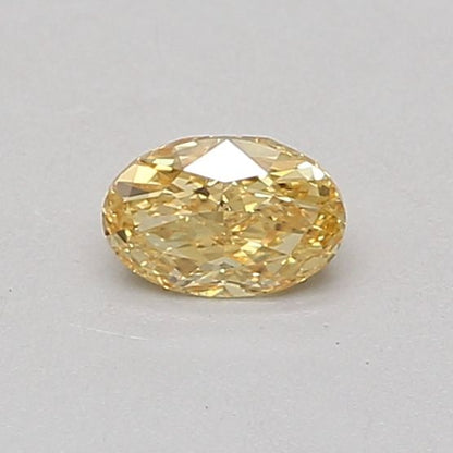 Lab-Grown Oval Diamond - 0.39 Carats, Fancy Vivid Yellow Color, VVS1 Clarity - Certified by IGI - Report Number: LG677523095