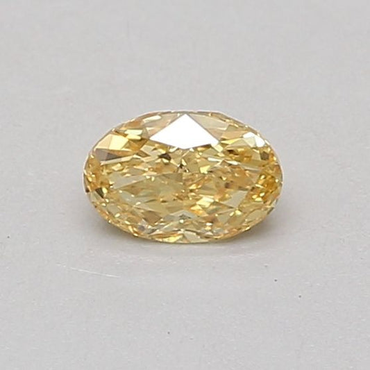 Lab-Grown Oval Diamond - 0.39 Carats, Fancy Vivid Yellow Color, VVS1 Clarity - Certified by IGI - Report Number: LG677523095
