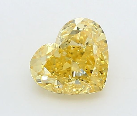 Lab-Grown Heart Diamond - 0.74 Carats, Fancy Vivid Yellow Color, VS1 Clarity - Certified by IGI - Report Number: LG645407926