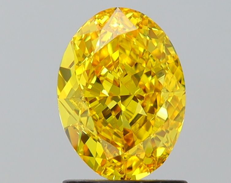 Lab-Grown Oval Diamond - 1.57 Carats, Fancy Vivid Yellow Color, VVS2 Clarity - Certified by IGI - Report Number: LG645464148