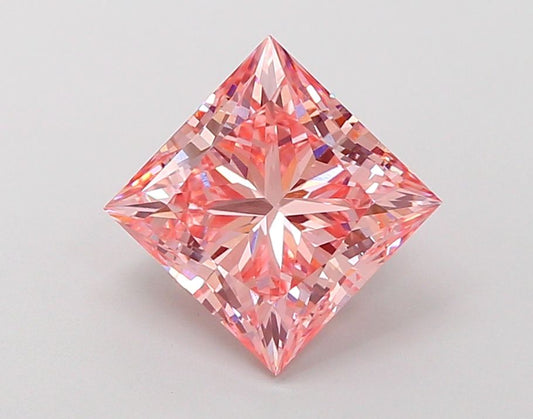Lab-Grown Princess Diamond - 3.03 Carats, Fancy Vivid Pink Color, VVS2 Clarity - Certified by IGI - Report Number: LG680520447