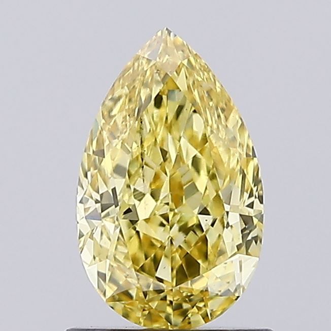 Lab-Grown Pear Diamond - 0.96 Carats, Fancy Vivid Yellow Color, SI1 Clarity - Certified by IGI - Report Number: LG628418583