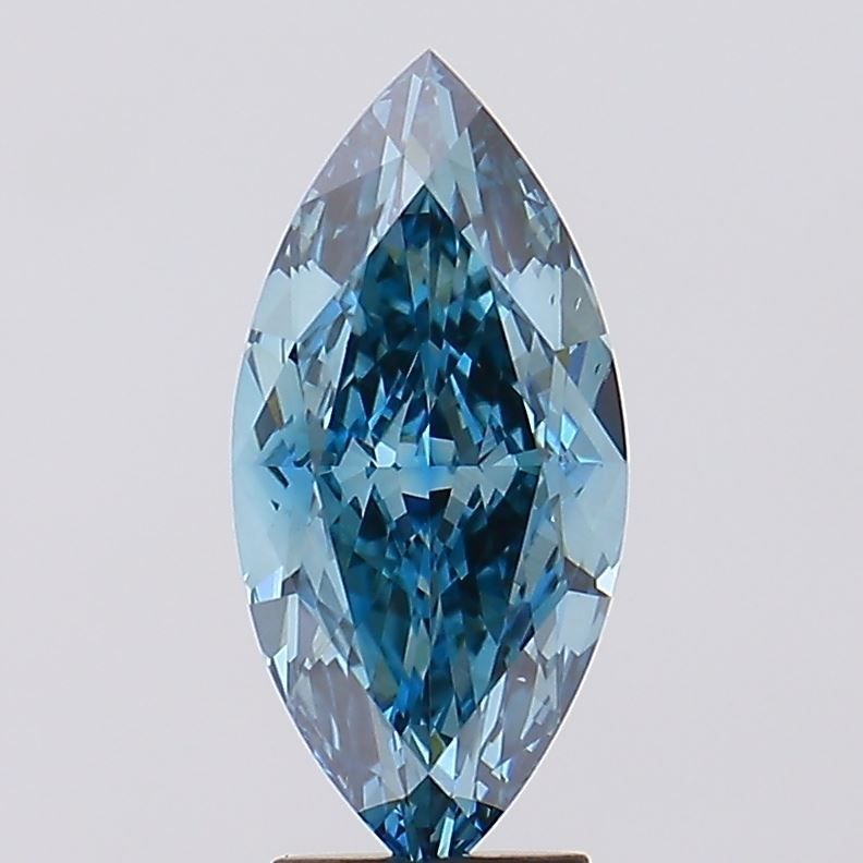 Lab-Grown Marquise Diamond - 4.05 Carats, Fancy Vivid Blue Color, VVS2 Clarity - Certified by IGI - Report Number: LG629494183