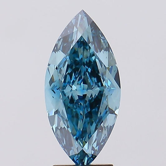 Lab-Grown Marquise Diamond - 4.05 Carats, Fancy Vivid Blue Color, VVS2 Clarity - Certified by IGI - Report Number: LG629494183