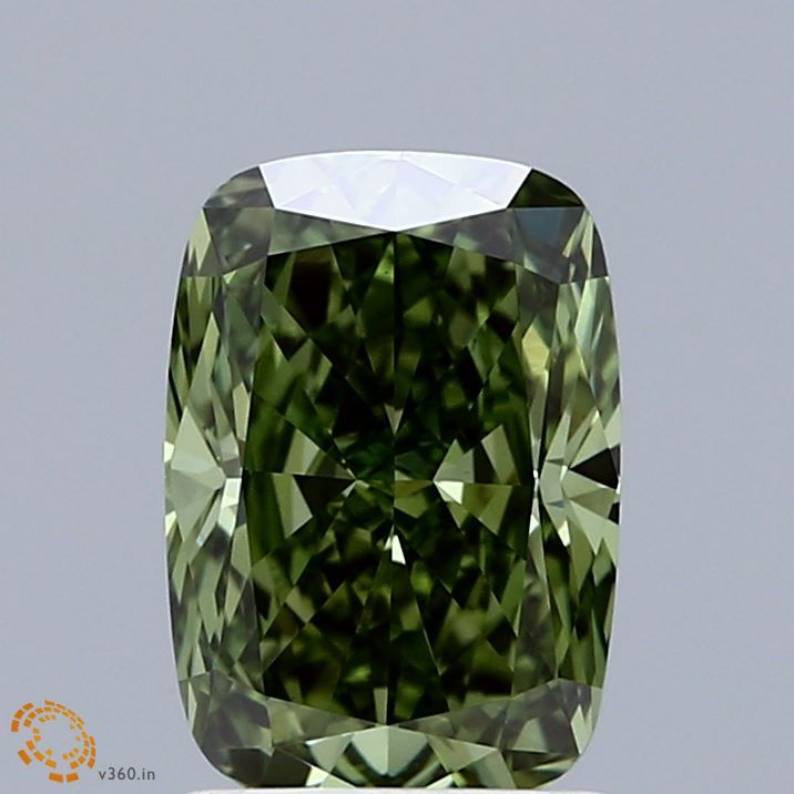 Lab-Grown Cushion Diamond - 2.05 Carats, Fancy Vivid Green Color, VVS2 Clarity - Certified by IGI - Report Number: LG670481973