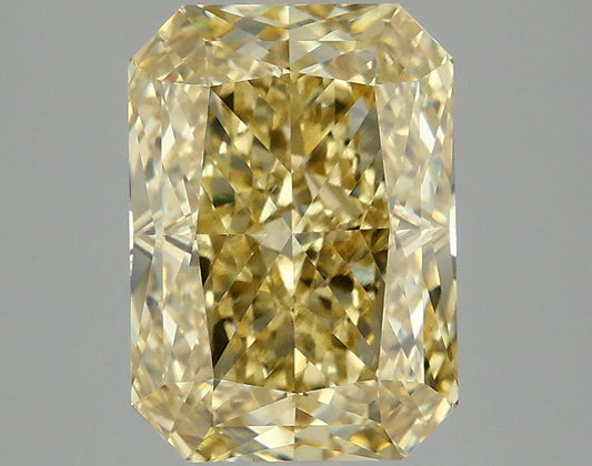 Lab-Grown Radiant Diamond - 3.98 Carats, Fancy Vivid Yellow Color, VVS2 Clarity - Certified by IGI - Report Number: LG670432914