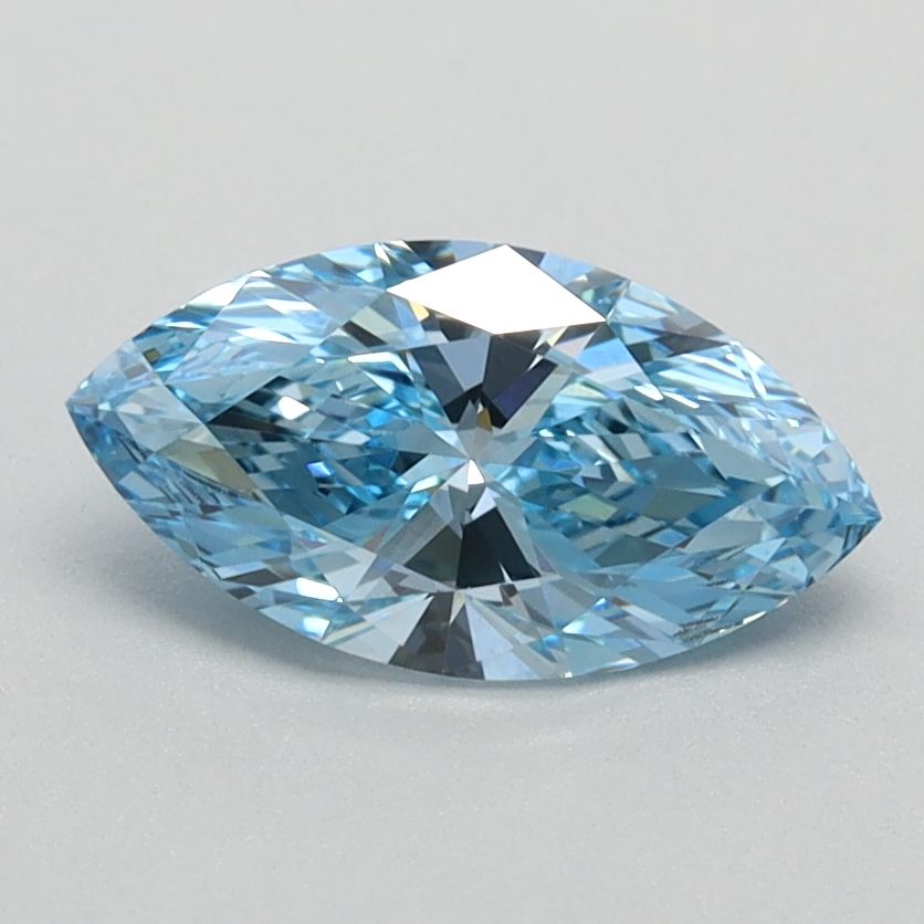 Lab-Grown Marquise Diamond - 0.8 Carats, Fancy Vivid Blue Color, VVS2 Clarity - Certified by IGI - Report Number: LG626424607
