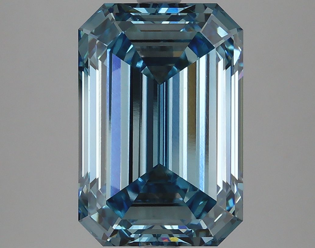 Lab-Grown Emerald Diamond - 5.13 Carats, Fancy Intense Blue Color, VS1 Clarity - Certified by IGI - Report Number: LG621483219