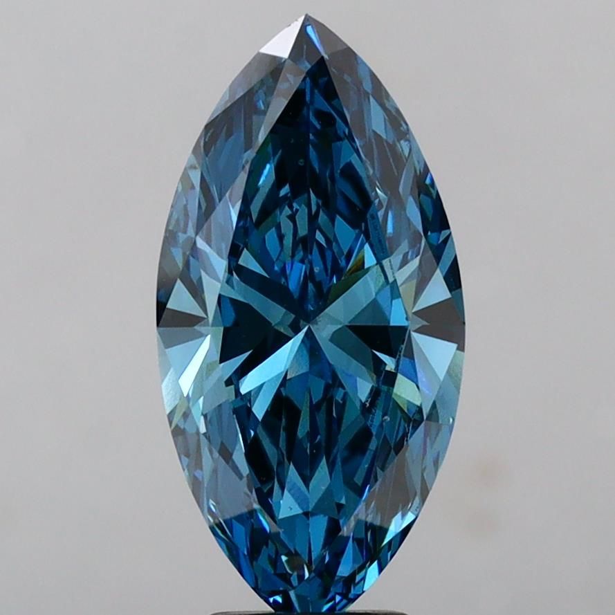 Lab-Grown Marquise Diamond - 5.32 Carats, Fancy Vivid Blue Color, VS2 Clarity - Certified by IGI - Report Number: LG671489144