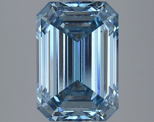 Lab-Grown Emerald Diamond - 3.96 Carats, Fancy Intense Blue Color, VS2 Clarity - Certified by IGI - Report Number: LG625443070