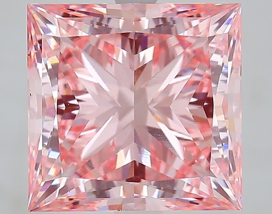 Lab-Grown Princess Diamond - 6.0 Carats, Fancy Intense Pink Color, VVS2 Clarity - Certified by IGI - Report Number: 629429223
