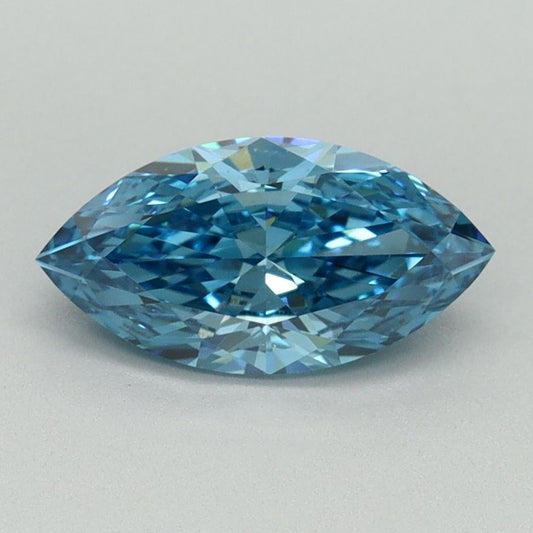 Lab-Grown Marquise Diamond - 1.0 Carats, Fancy Vivid Blue Color, VVS2 Clarity - Certified by IGI - Report Number: LG656415049