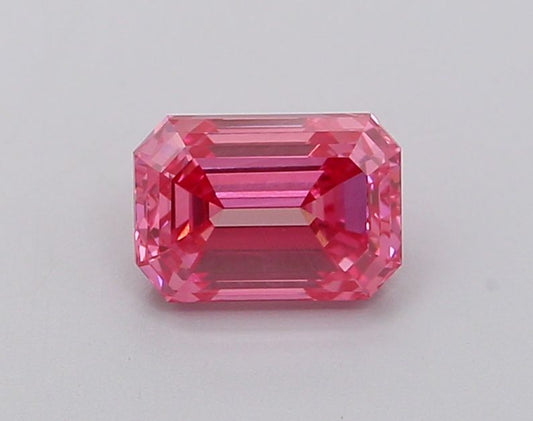 Lab-Grown Emerald Diamond - 1.05 Carats, Fancy Vivid Pink Color, VVS2 Clarity - Certified by IGI - Report Number: LG633476821