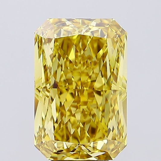 Lab-Grown Radiant Diamond - 7.05 Carats, Fancy Vivid Brownish Yellow Color, VVS2 Clarity - Certified by IGI - Report Number: LG656413707
