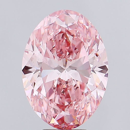 Lab-Grown Oval Diamond - 7.14 Carats, Fancy Vivid Pink Color, VS1 Clarity - Certified by IGI - Report Number: LG617447866