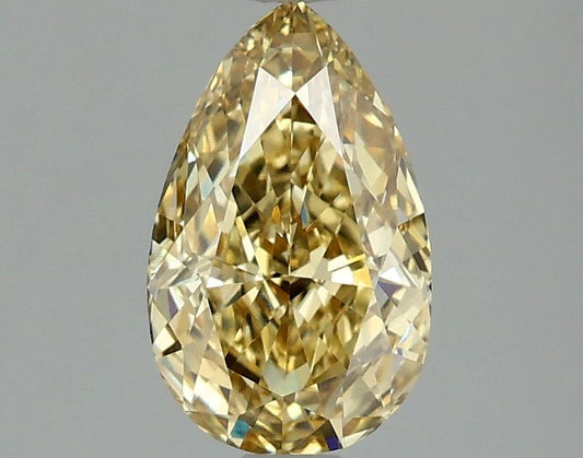 Lab-Grown Pear Diamond - 1.48 Carats, Fancy Intense Yellow Color, VVS2 Clarity - Certified by IGI - Report Number: LG660418199