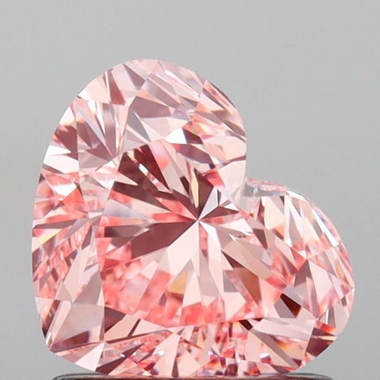 Lab-Grown Heart Diamond - 1.52 Carats, Fancy Vivid Pink Color, VVS1 Clarity - Certified by IGI - Report Number: LG670413668