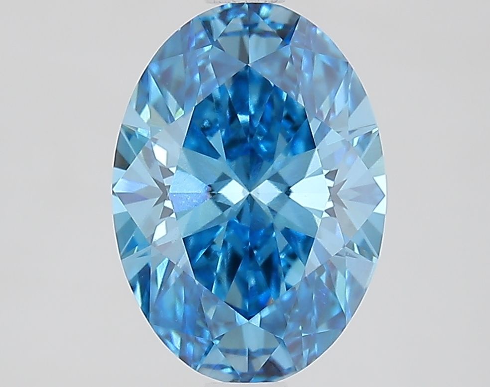 Lab-Grown Oval Diamond - 2.07 Carats, Fancy Vivid Blue Color, VVS2 Clarity - Certified by IGI - Report Number: LG685518081
