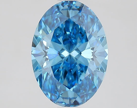 Lab-Grown Oval Diamond - 2.07 Carats, Fancy Vivid Blue Color, VVS2 Clarity - Certified by IGI - Report Number: LG685518081