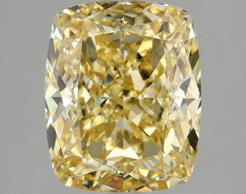 Lab-Grown Cushion Diamond - 3.1 Carats, Fancy Vivid Yellow Color, VS2 Clarity - Certified by IGI - Report Number: LG670482633